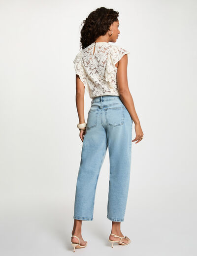 Lace blouse with high neck ivory women