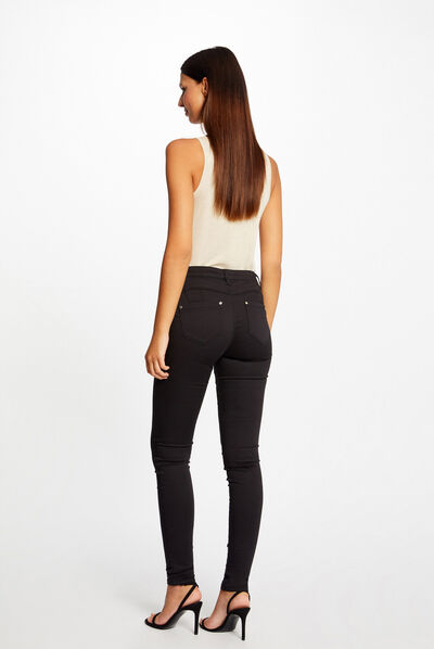 Skinny trousers with chain details black ladies'
