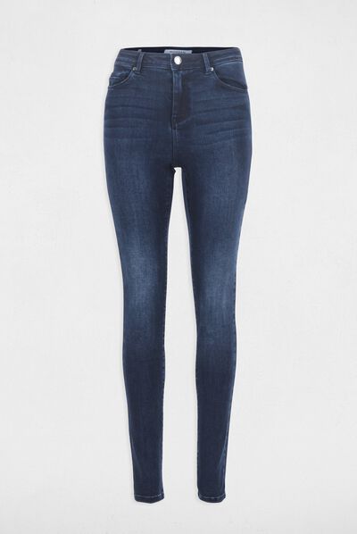 Slim-fit stretch-fabric 7/8 jeans navy ladies'