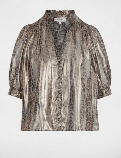 Fitted shirt with puff sleeves multicolor women