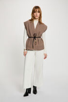 Sleeveless jacket taupe women