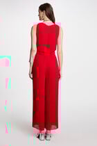 Combinaison ample à jambes plissées rouge femme