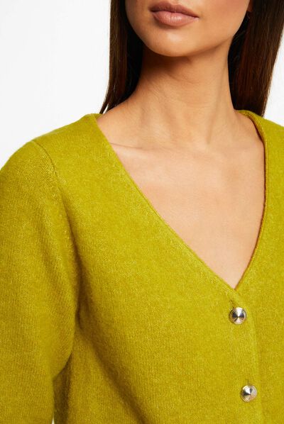 Straight buttoned cardigan with V-neck aniseed ladies'