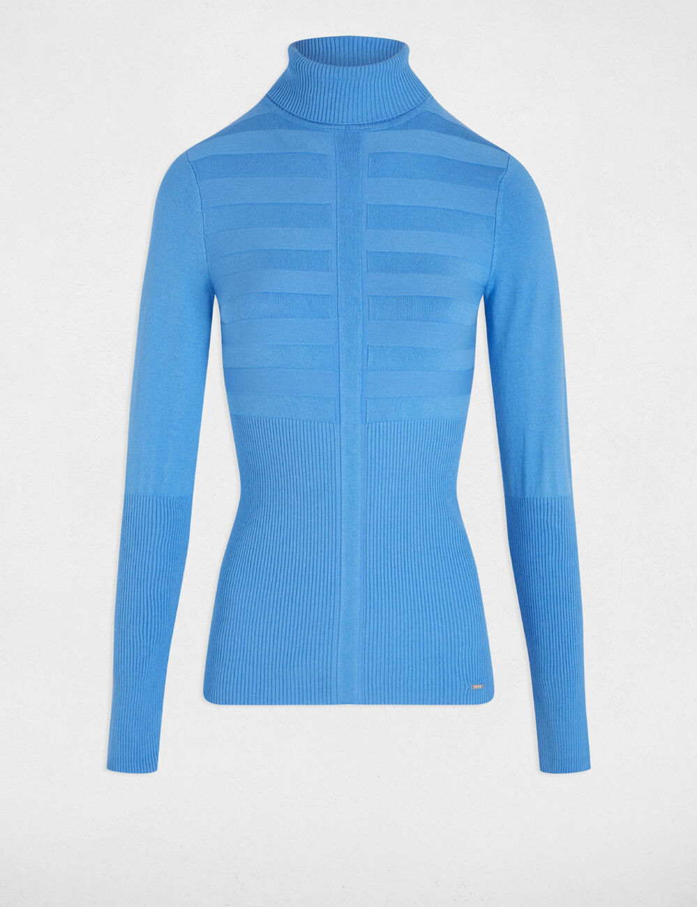 Fitted high neck sweater blue women