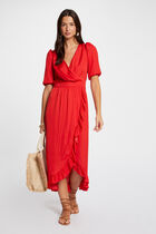 Maxi wrap dress dark orange women