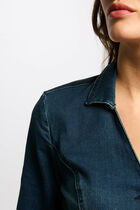 Wide leg denim jumpsuit raw denim women
