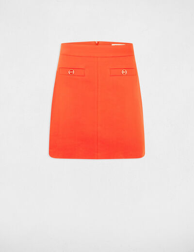 Straight mini satin skirt orange ladies'