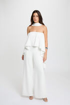 Fluid strapless jumpsuit white women