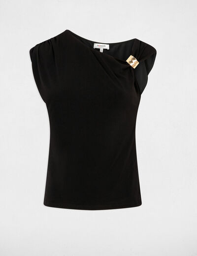 Round neck short-sleeve t-shirt black women