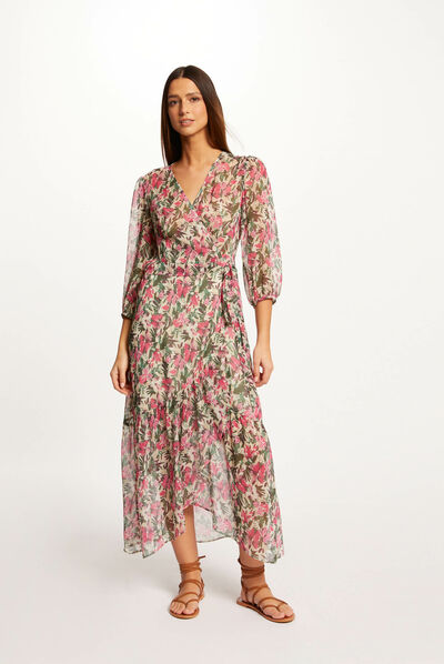 Midi wrap dress with floral print multico ladies'