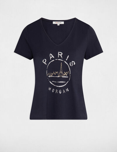 T-shirt with message navy women