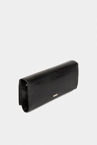Clutch bag with croc effect black ladies'