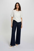 Wide leg jeans with ornaments raw denim women