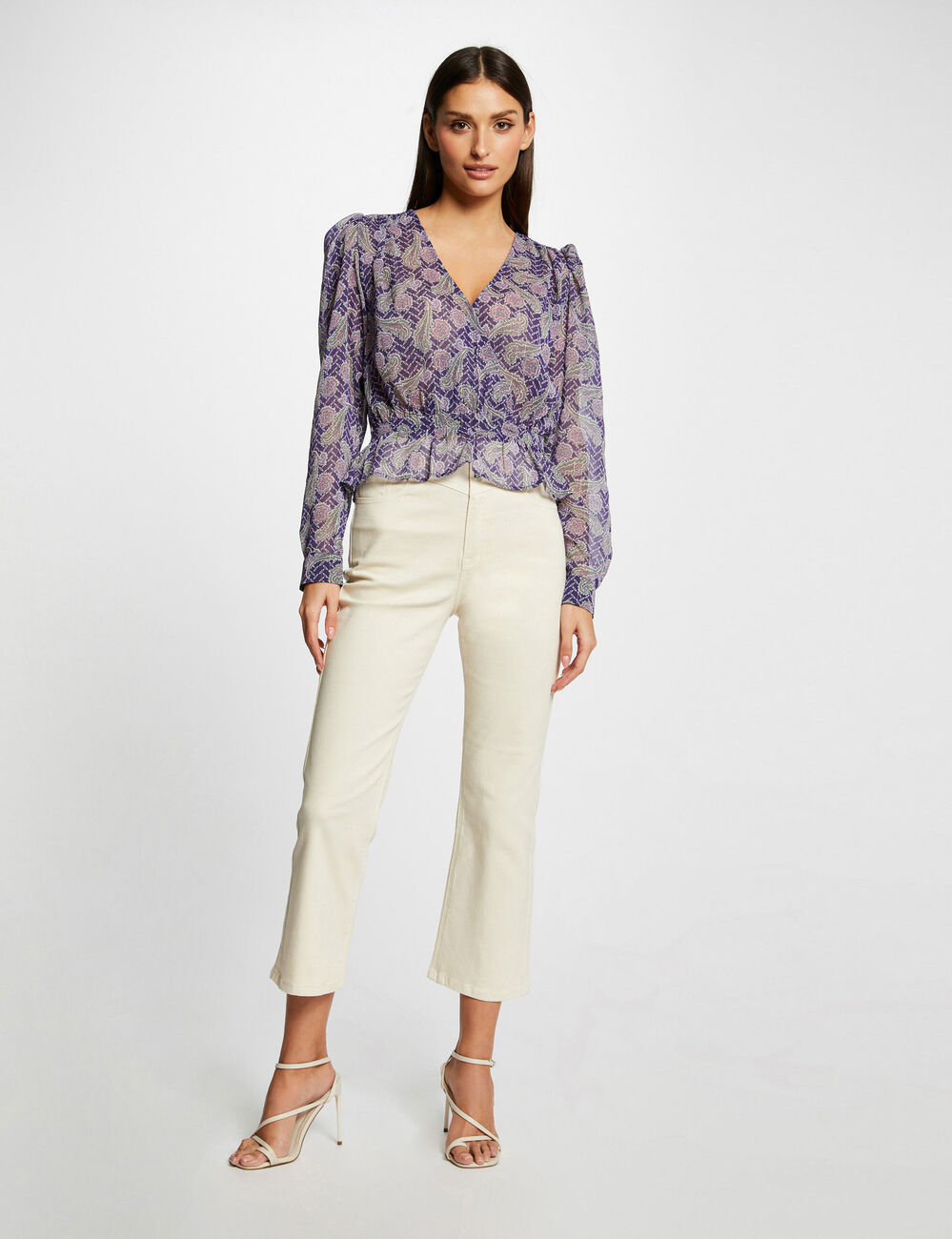 Printed long-sleeved blouse multicolored women