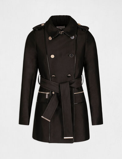 Straight belted trenchcoat black women