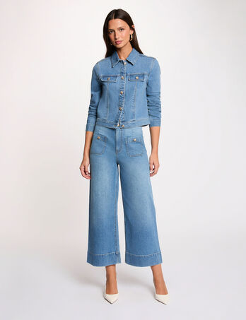 Cropped denim jacket denim stone women