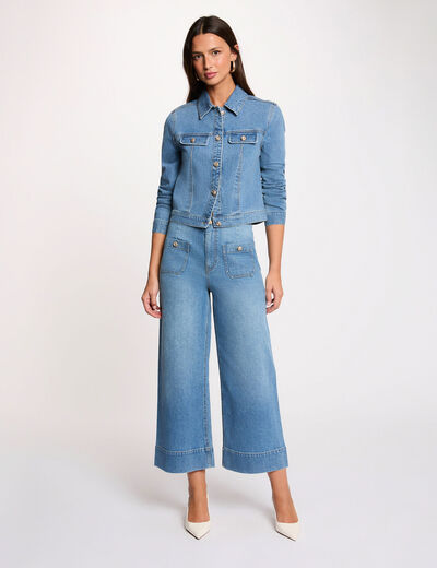 Cropped denim jacket denim stone women