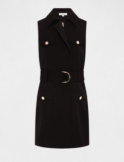 Waisted zipped and belted dress black ladies'