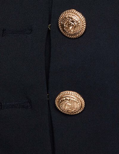 Short jacket with mandarin collar navy blue women