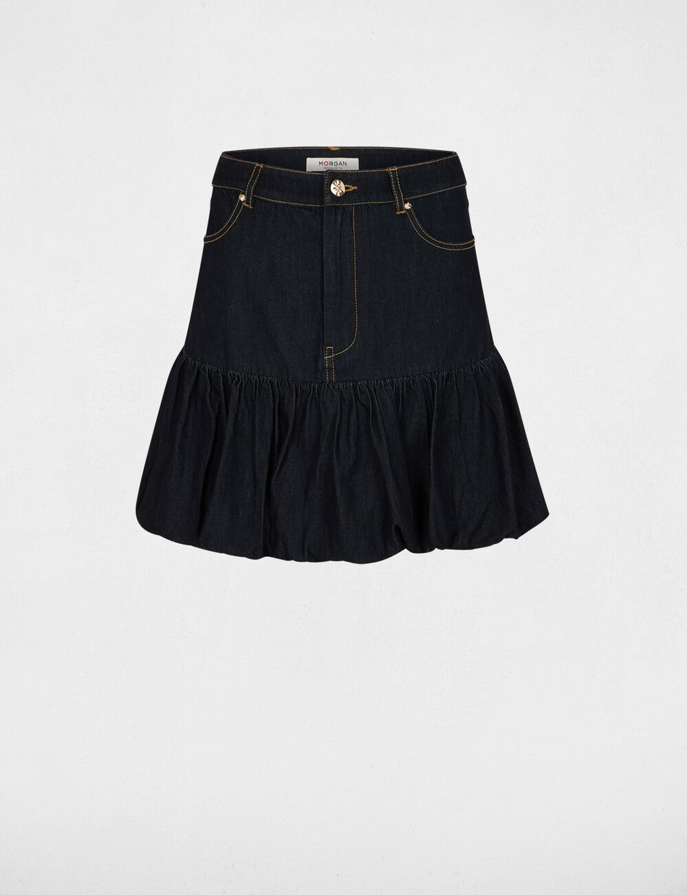 Denim bubble skirt blue women