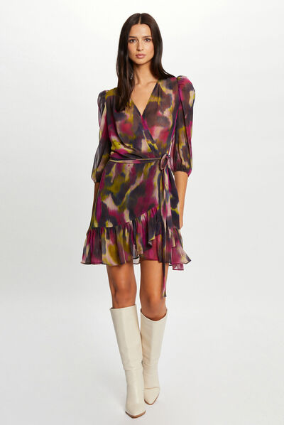 Wrap dress with abstract print multico ladies'