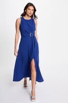 Maxi loose A-line dress electric blue women