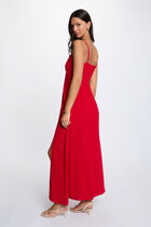 Straight maxi dress with slit red women