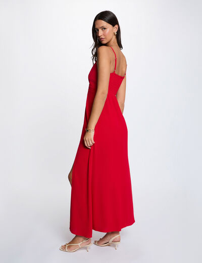 Straight maxi dress with slit red women