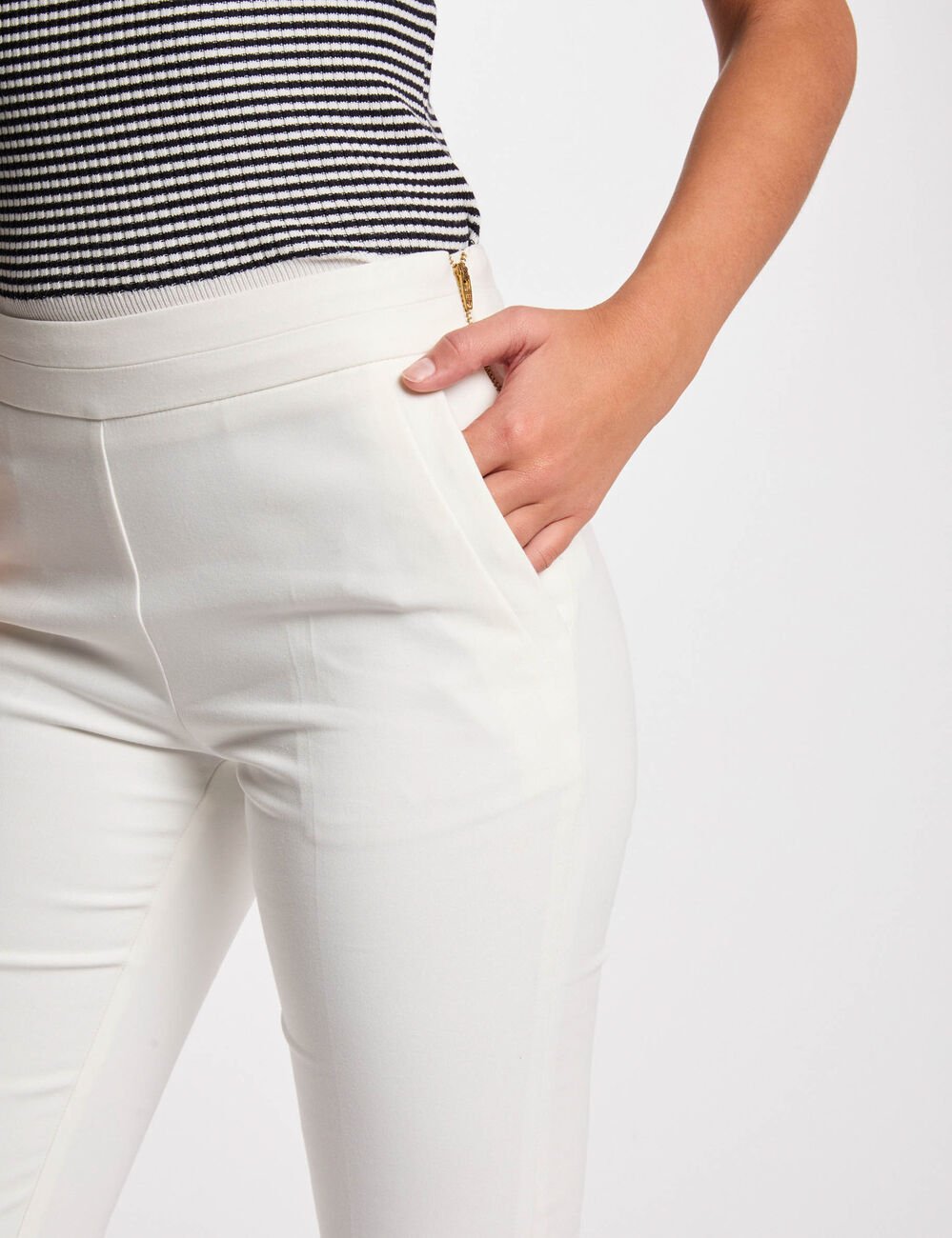 Pantacourt slim blanc femme