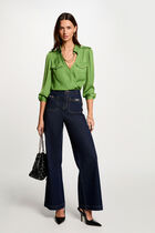 Blouse manches longues vert anis femme