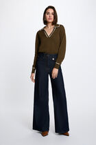 Polo neck jumper khaki green women