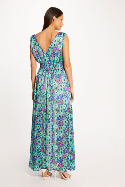 Maxi straight dress with floral print multico ladies'