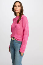 Jumper openwork and round neck pink women
