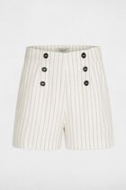 Fitted short with stripes ecru women