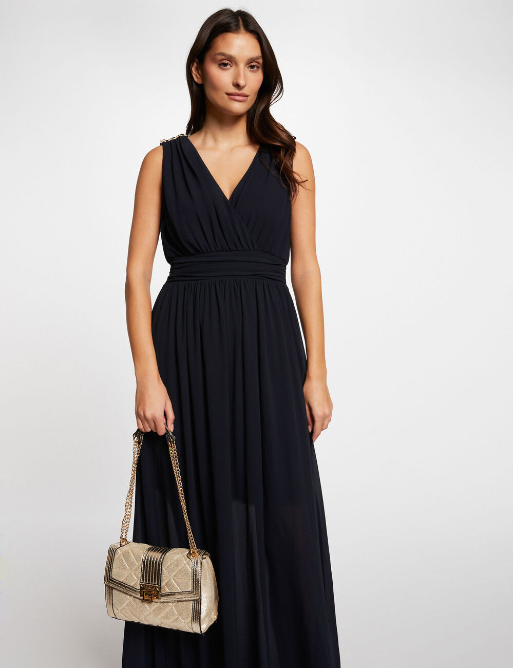 Waisted maxi dress navy women