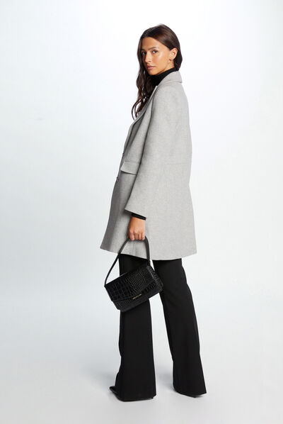 Buttoned long coat light grey ladies'