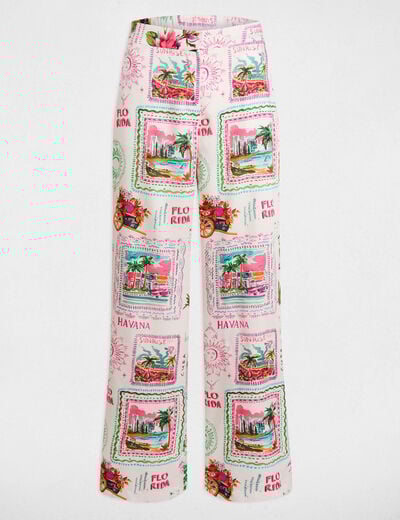 Printed wide-leg trousers multicolor women