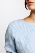 Gilet manches longues côtelé bleu ciel femme