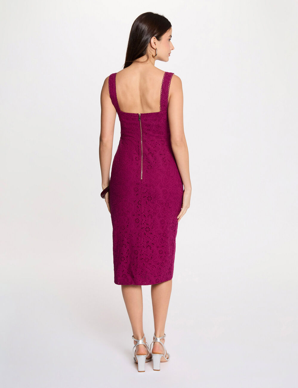 Embroidered lace sheath dress plum women