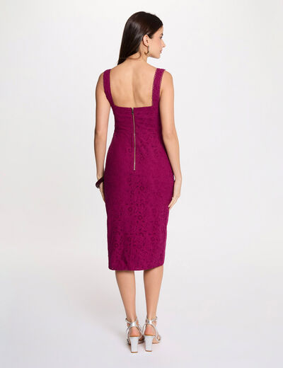 Embroidered lace sheath dress plum women