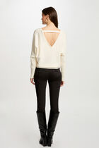 Jumper round neck open back ivory women