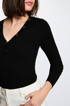 Fitted V-neck sweater black women