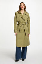 Belted long trenchcoat sand women