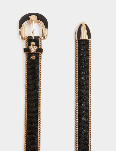 Belt with rhinestones and chains black women