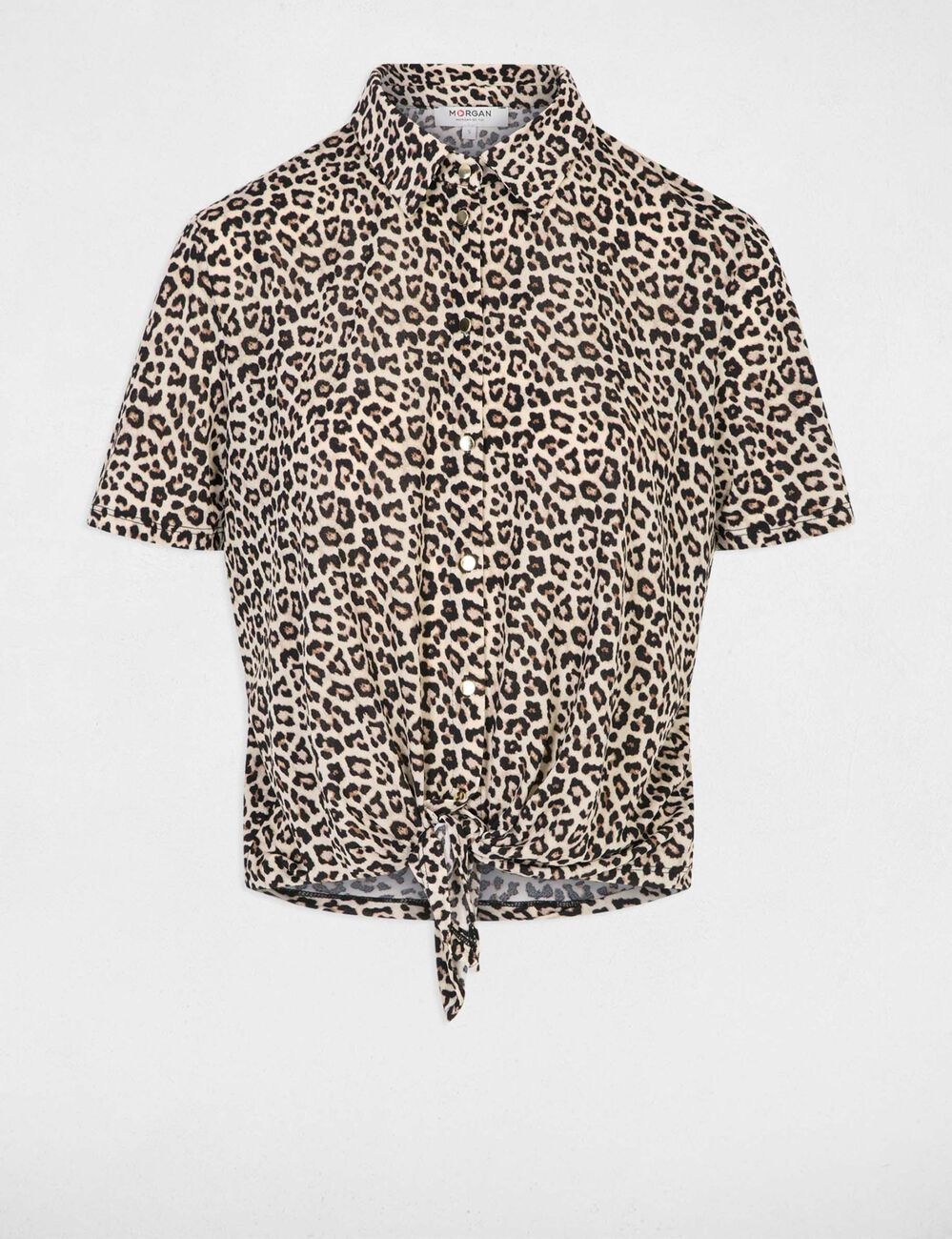 Tie-front shirt with notch collar multicolor women