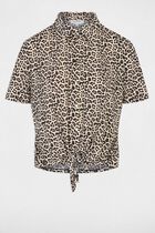 Tie-front shirt with notch collar multicolor women