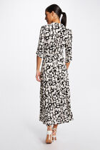 Maxi A-line dress with abstract print ecru women