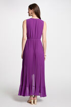 Pleated loose maxi dress purple women