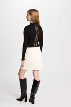 Pull col montant dos dentelle noir femme