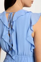Long dress with V-neck lavender blue women